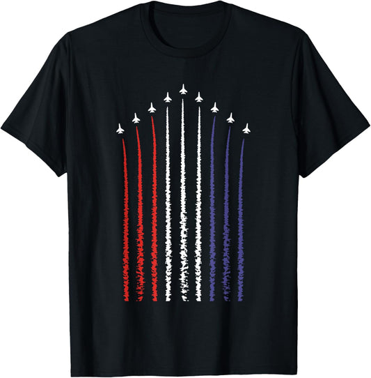 US american flag with fighter jets for 4th of July T-Shirt