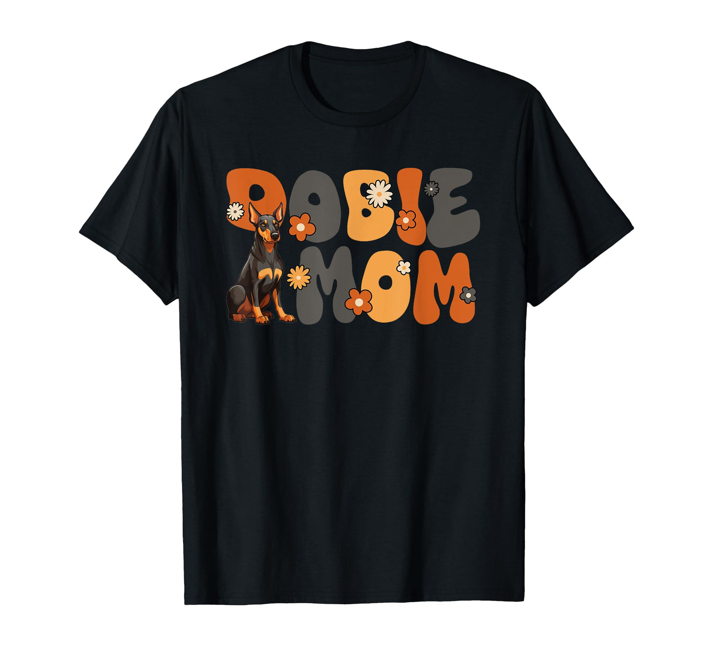 Doberman Pinscher Groovy World's Best Dobie Mom T-Shirt