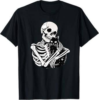 Skeleton Cat Skull Kitty Goth Cute Halloween Men Women Kids T-Shirt