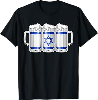 Beer Israeli Shirt - Beer Israel Flag Patriotic T-Shirt for Women Men
