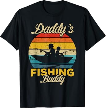 Daddy's Fishing Buddy funny retro dad son gift for fisherman T-Shirt