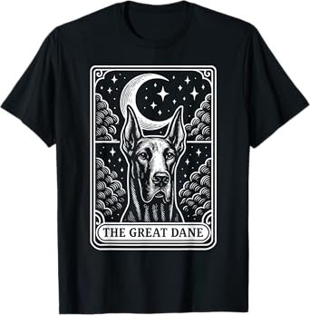 Great Dane Dog Mom Tarot Card Vintage Crescent Moon T-Shirt