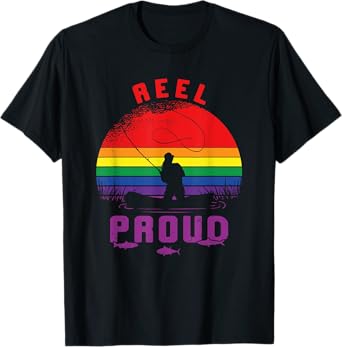 LGBT Fishing Reel Proud Gay Lesbian Angler Pride Rainbow T-Shirt