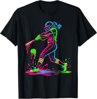 Softball Player Ice Cream Softball Drip T-Shirt
