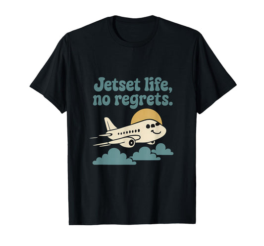 Jetset Life No Regrets Travel Adventure Graphic T-Shirt