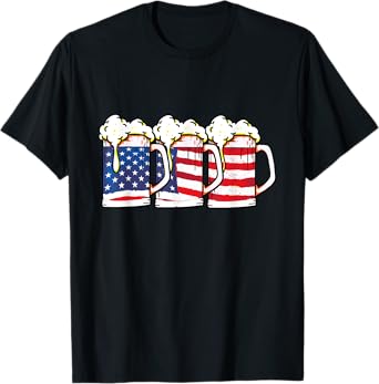 USA American Flag Vintage Beer Brewery 4th of July Drinking T-Shirt