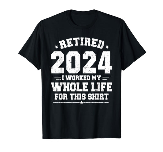 Retired 2024 Retirement Men Women Humor Funny Retirement T-Shirt