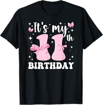11th Coquette Themed Birthday Eleven Year Old Girl Bow T-Shirt