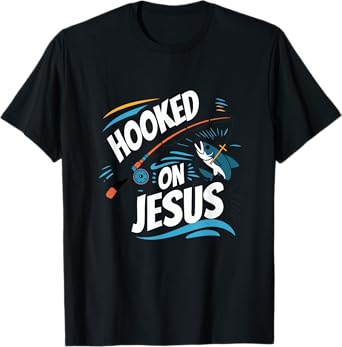 Hooked on Jesus Fishing Christian Religious God T-Shirt