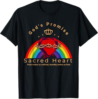 Sacred Heart of Jesus Rainbow Funny God Christian LGBT Pride T-Shirt
