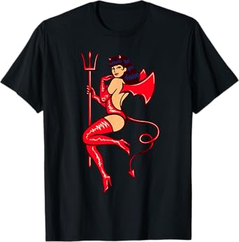Funny Sexy Devil Girl Trick or Treat Halloween Costume Tee T-Shirt