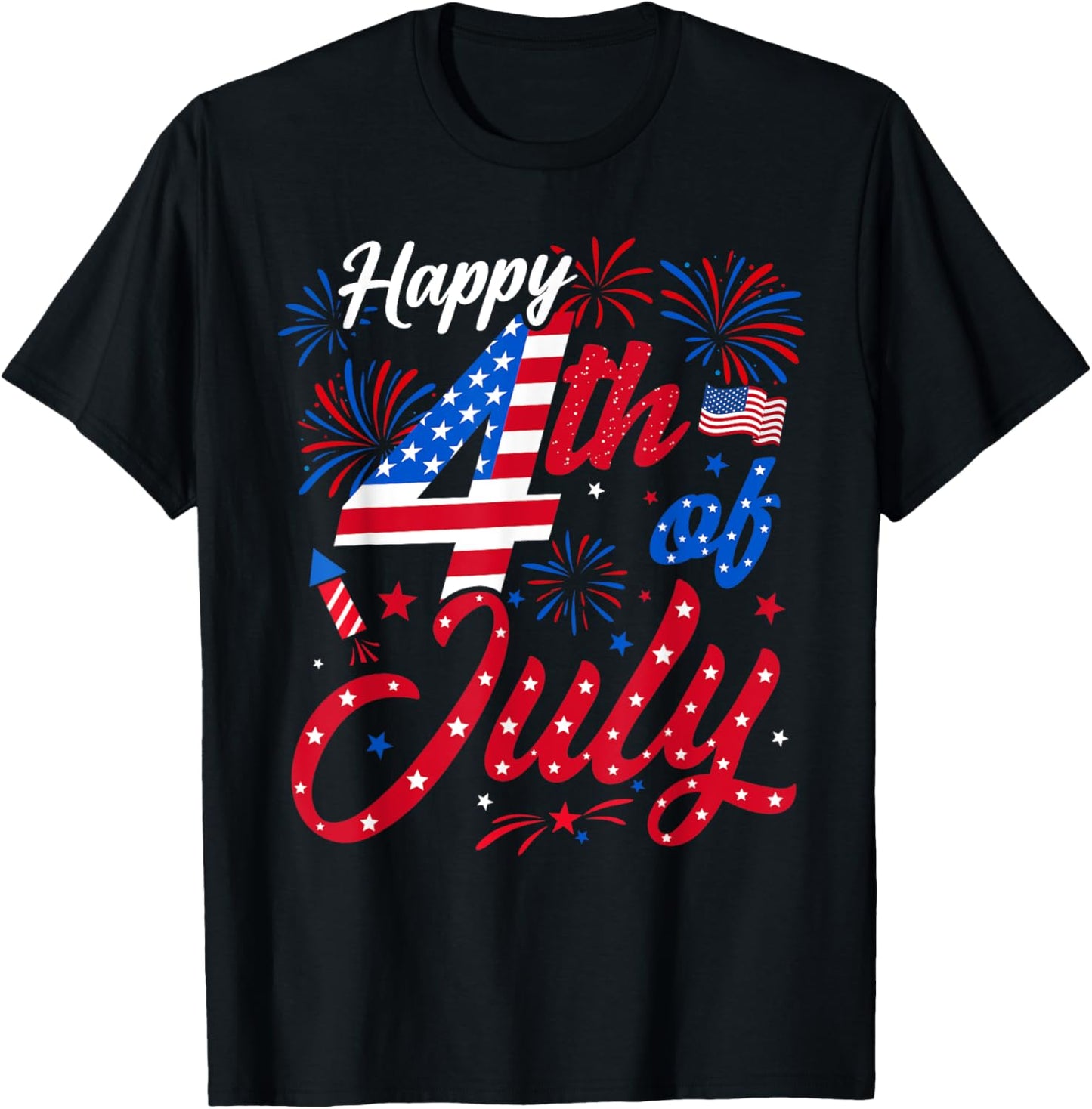 Happy 4th Of July Patriotic American Flag Usa Men Women Kids T-shirt