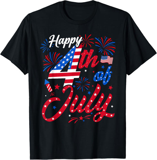 Happy 4th Of July Patriotic American Flag Usa Men Women Kids T-shirt