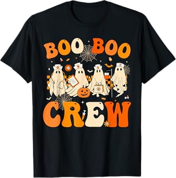 Groovy Halloween Nurse Funny Nursing Ghost Boo Boo Crew T-Shirt
