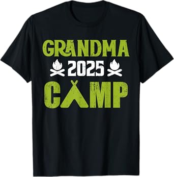 Grandma Camp 2025 Family Vacation Summer Camping Crew Kids T-Shirt