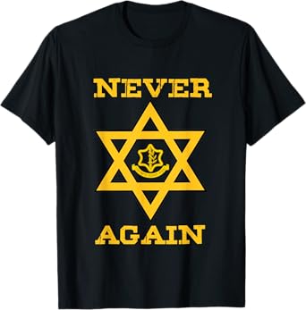 Never Again Support Israel Jewish Star Of David Idf Logo T-Shirt