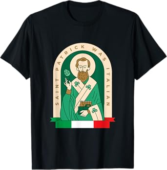 Funny St Patrick Was Italian Saint Patrick Holding Beer Pack T-Shirt