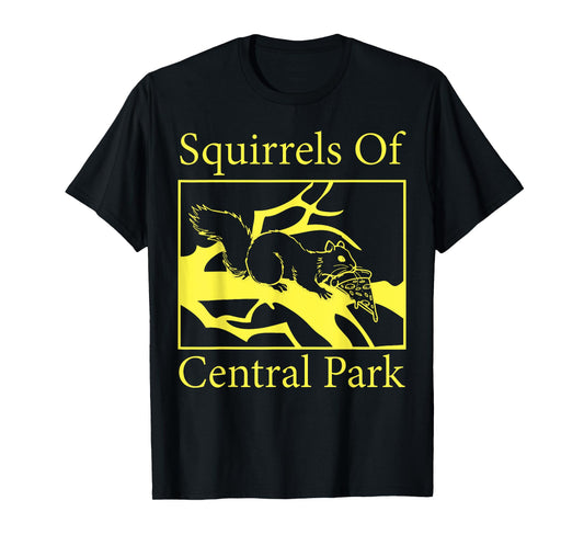 Squirrels Of Central Park Funny Pizza Art Eating Pizza Fun T-Shirt