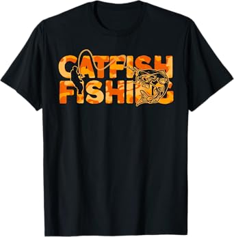 Catfish Fisherman Orange Camouflage Catfish Fishing T-Shirt