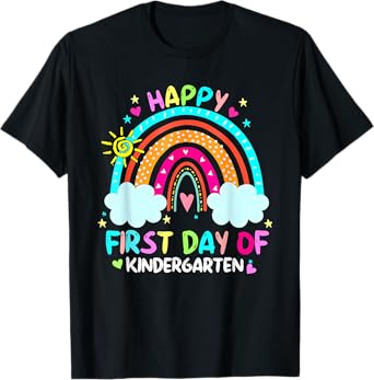 Rainbow Happy First Day Of Kindergarten Back to school T-Shirt