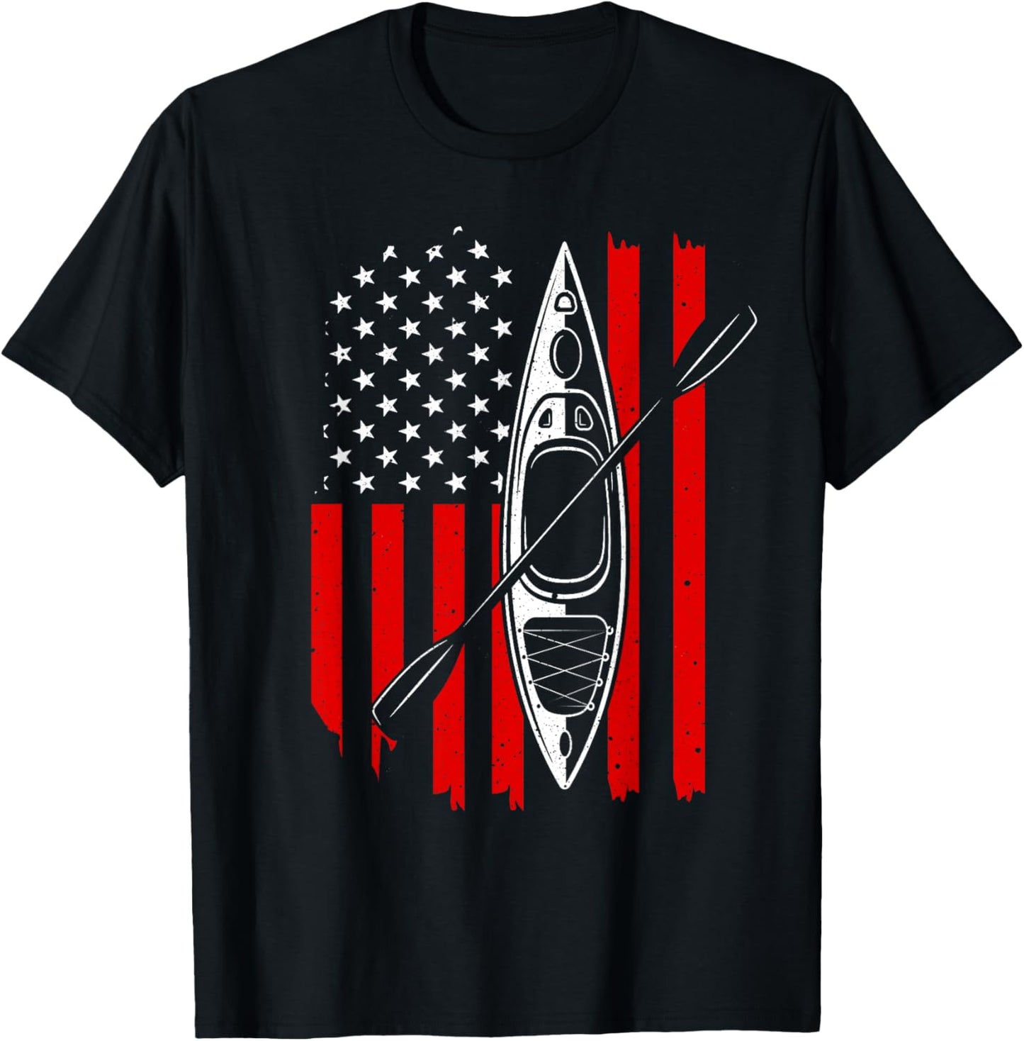 Funny Kayaking Gift For Men Women Cool American Flag Kayak T-Shirt