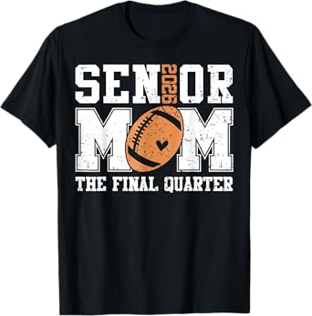Senior Football Mom Football Mama Game Day Class of 2026 T-Shirt