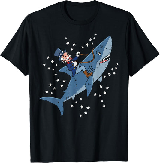 4th Of July Uncle Sam Shark American Boys Kid Youth Men T-Shirt