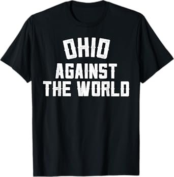 Retro Ohio Against The World Vintage Modern Ohio Against The World Funny Football T-Shirt - Black, Small, Unisex-Adult, Short Sleeve, T-Shirt