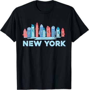 New York City NY NYC Fish Skyline Funny Fishing Pride Gift T-Shirt