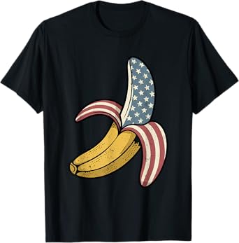 Vintage Banana American Flag Retro Graphic Art USA T-Shirt
