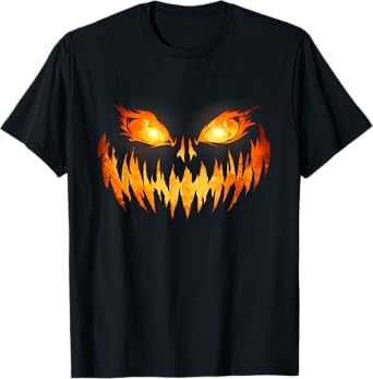 Scary Spooky Jack O Lantern Face Pumpkin Halloween Men Boys T-Shirt