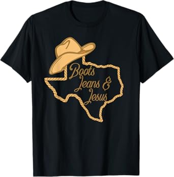 Cute Boots Jeans And Jesus Texas Cowgirl Christian Western T-Shirt