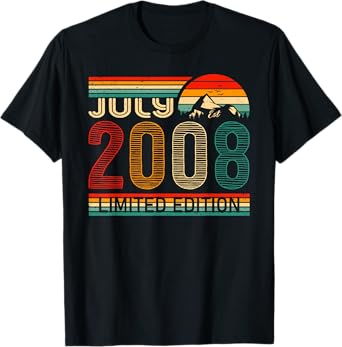July 2008 Limited Edition Classic 2008 Year Vintage Birthday T-Shirt
