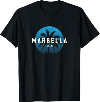 Marbella Vintage Palm Tree Beach Design Men Women Girls Kids T-Shirt