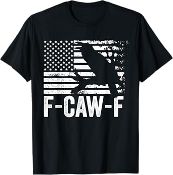 F-Caw-F Black Crow Black Bird Retro USA Flag Vintage F-Caw-F T-Shirt