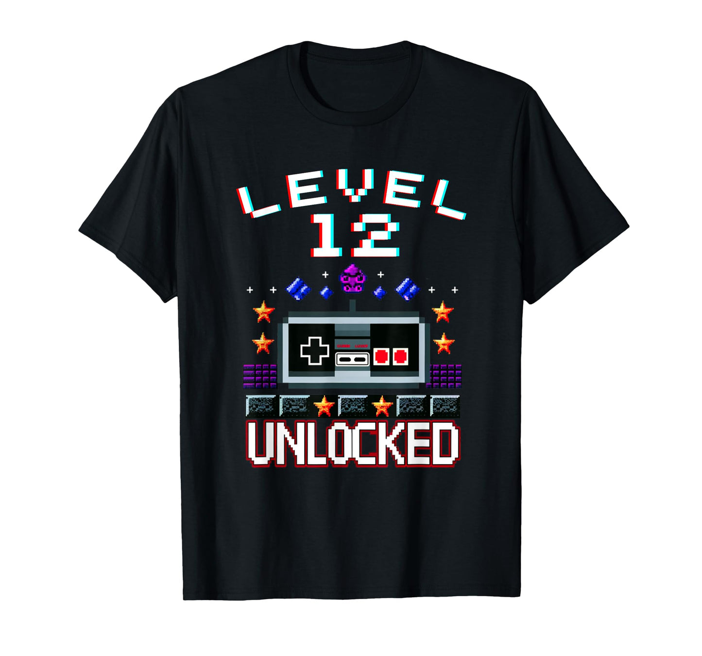 12th Birthday Boy Level 12 Unlocked Funny Video Game Gamer T-Shirt