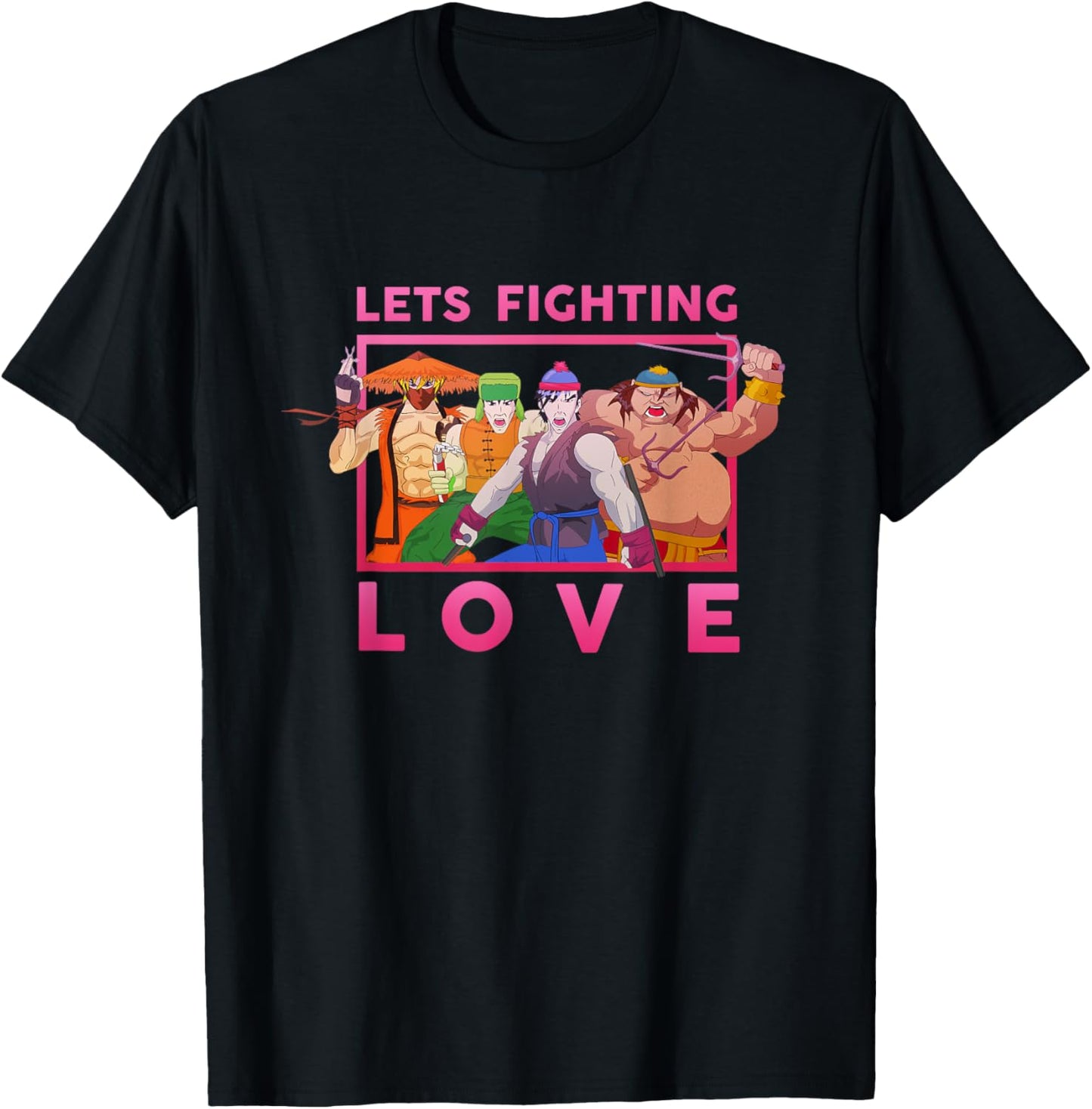 South Park Lets Fighting Love Neon Anime Group Graphic T-shirt by TeeBrew