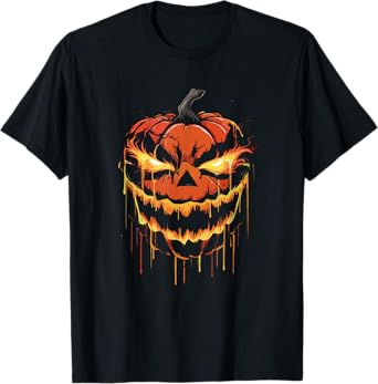 Scary Halloween Pumpkin Face Paint Drip spooky Jackolantern T-Shirt