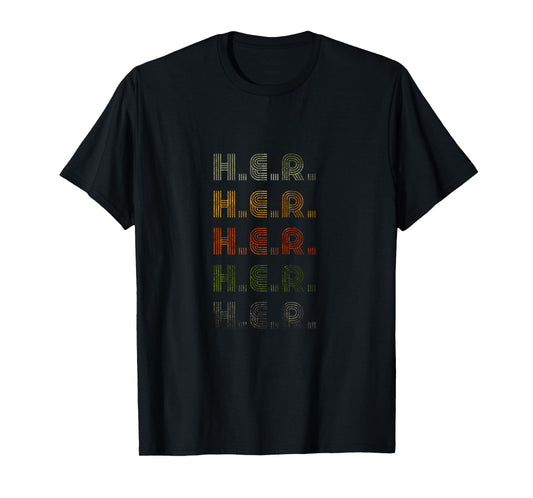 Love Heart H.E.R. Tee Grunge Vintage Style Black H.E.R. T-Shirt