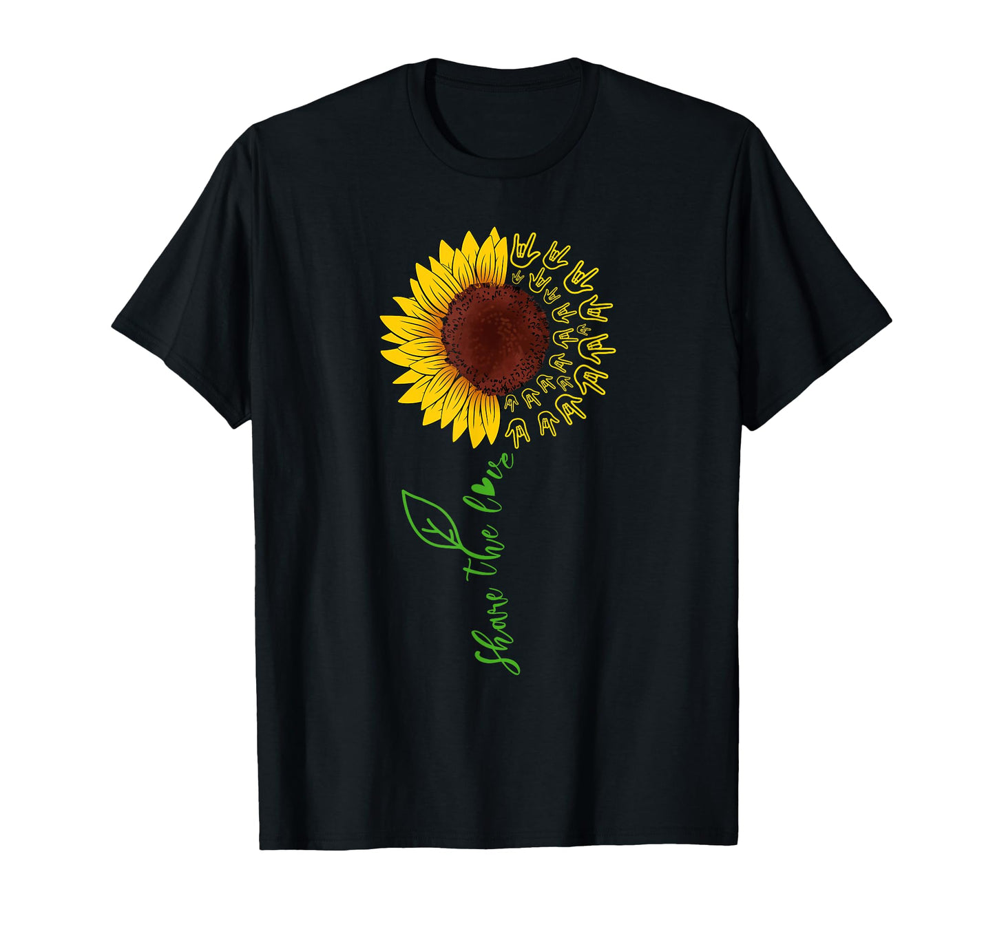 Sign Language ASL American Sunflower Share the Love T-Shirt