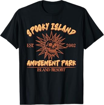 Spooky Island Est 2002 Amusement Park Skull Halloween Funny T-Shirt