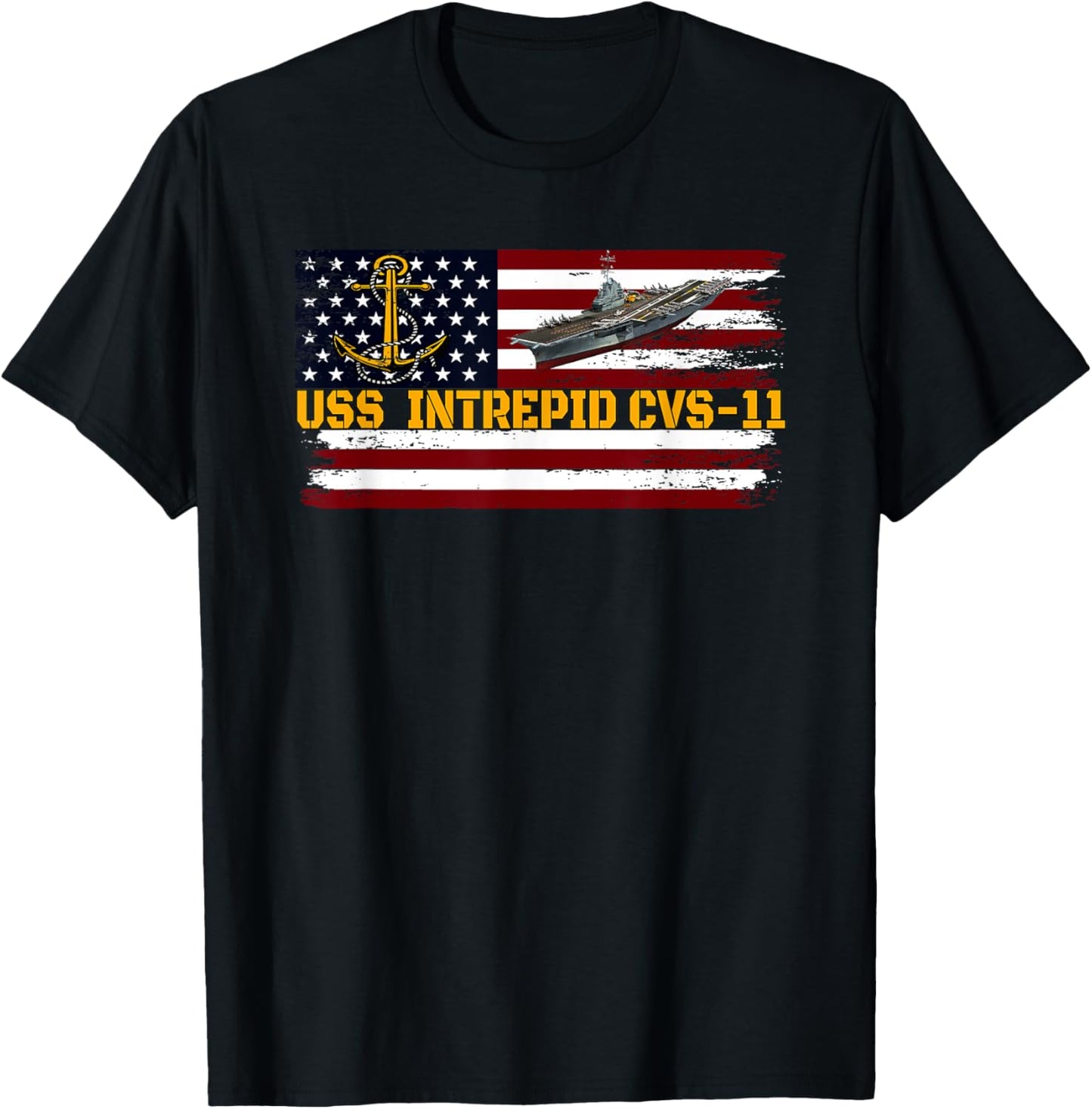 Aircraft Carrier USS Intrepid CVS-11 Veteran Day Fathers Day T-Shirt