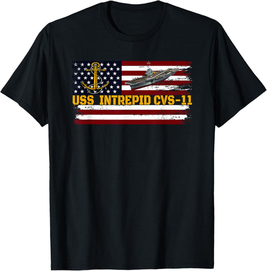 Aircraft Carrier USS Intrepid CVS-11 Veteran Day Fathers Day T-Shirt