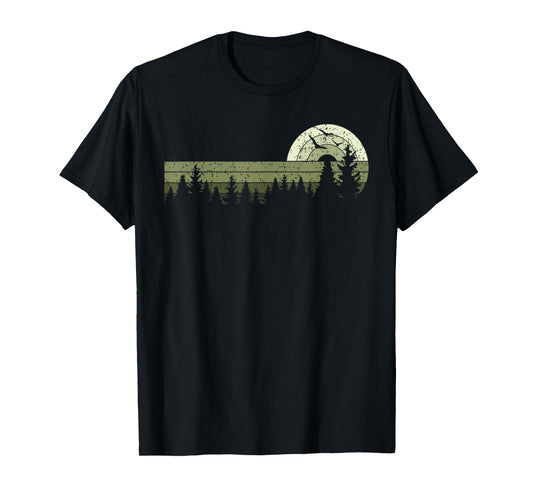 Retro Wildlife Trees Outdoors Nature Forest Vintage T-Shirt