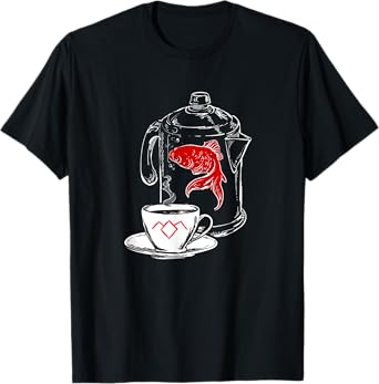 Twin Peaks Coffee Cup And Fish Outlines T-Shirt