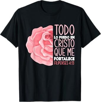 Spanish Bible Verse Filipenses 4:13 Christian T-Shirt