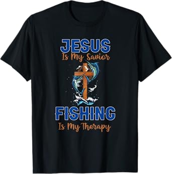 Vintage Jesus Is My Savior Fishing Is My Therapy T-Shirt