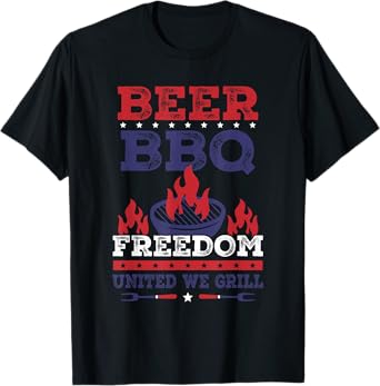 Beer BBQ Freedom United We Grill Apparel T-Shirt