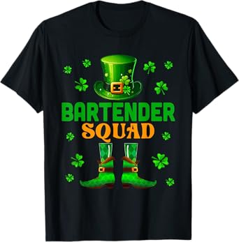 Bartender Squad St. Patrick's Day Costume Clovers Job Team T-Shirt
