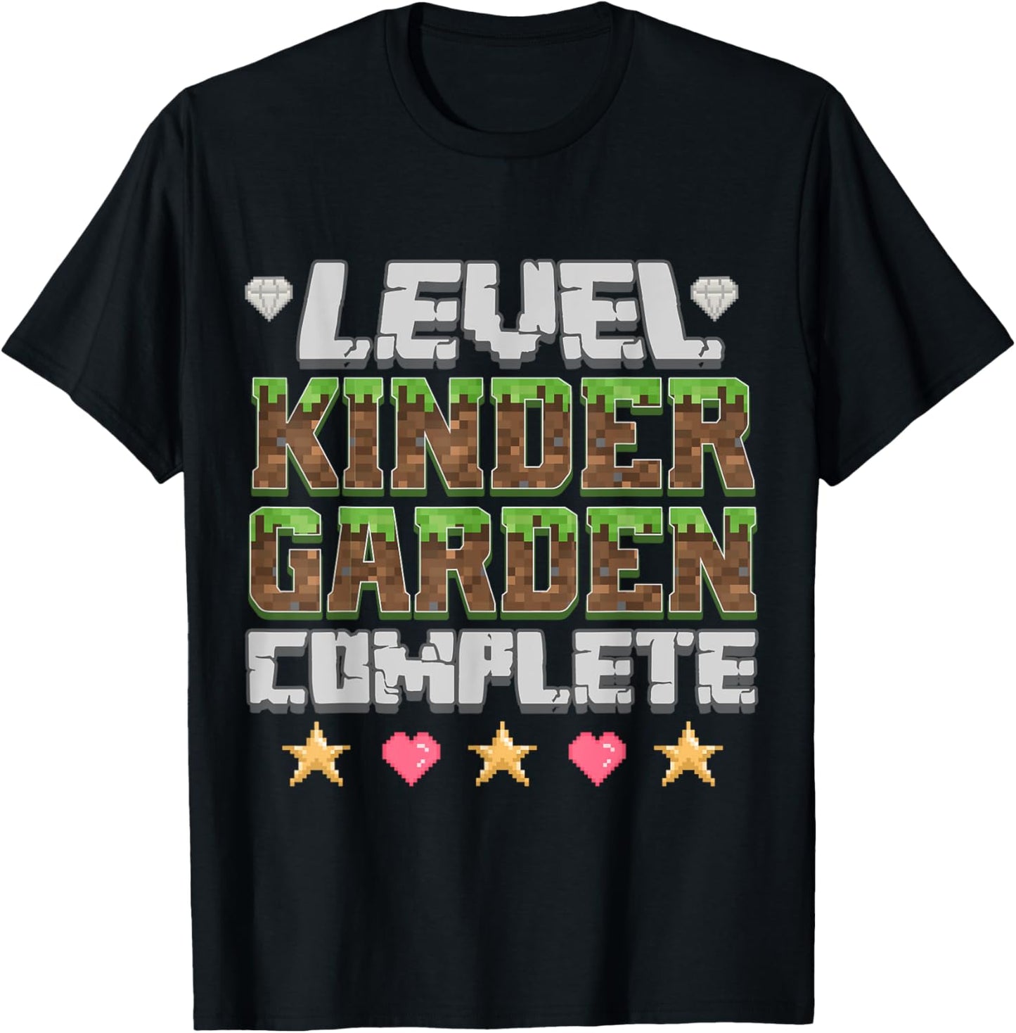 Level Kindergarten Complete Game Pixel Gamer Boy Graduate T-Shirt